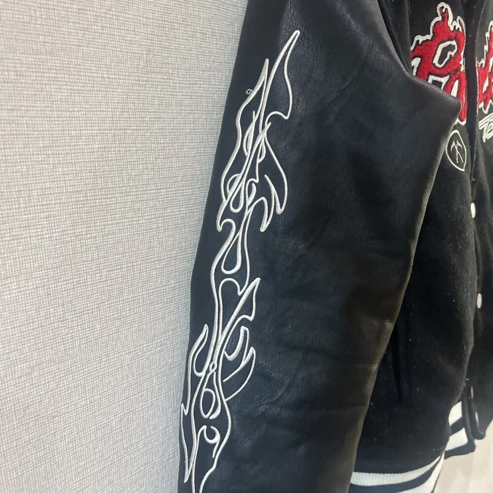 Authentic Jordan Craig Paradise Tour Varsity Jacket Off Black Beige Size 14